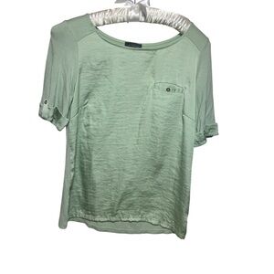 The Limited Casual Light Green Mint Women's Top Blouse T-shirt Rolled Button S